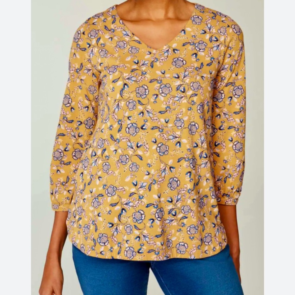 J. Jill PureJill yellow and blue floral top
